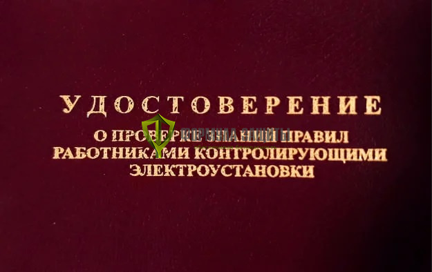 Удостоверение о проверке знаний правил работниками, контролирующими электроустановки от интернет-магазина Формула Защиты