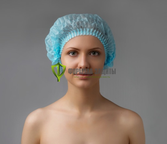 Одноразовая шапочка "Шарлотта" голубая (100 штук в упаковке) от интернет-магазина Формула Защиты