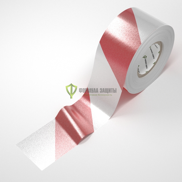Лента оградительная светоотражающая 75х100 (красно-белая) от интернет-магазина Формула Защиты