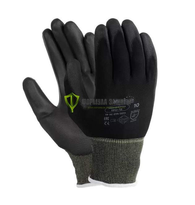 Перчатки нейлоновые с полиуретаном Manipula МикроПол MG-161 (TPU-12), черные от интернет-магазина Формула Защиты