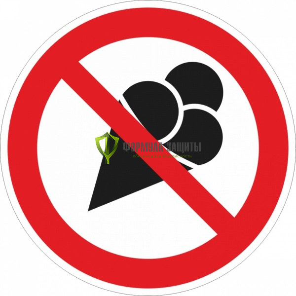 Знак P63 «Запрещается вход с мороженным» (металл) от интернет-магазина Формула Защиты