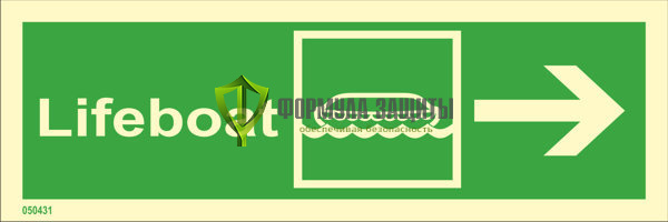 Знак ИМО «Направление к спасательной шлюпке направо» 050431 от интернет-магазина Формула Защиты