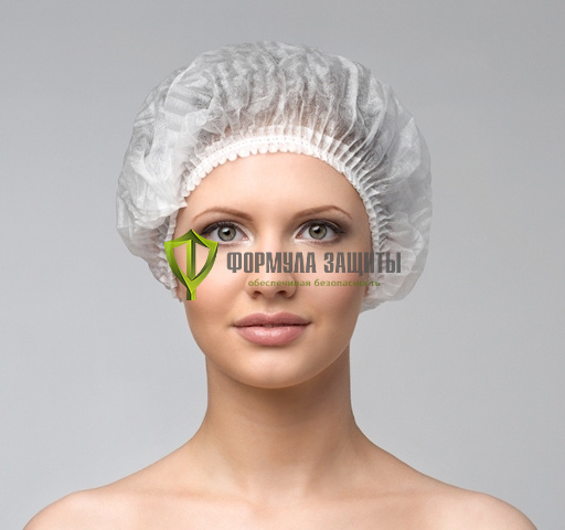 Одноразовая шапочка "Шарлотта" белая (100 штук в упаковке) от интернет-магазина Формула Защиты