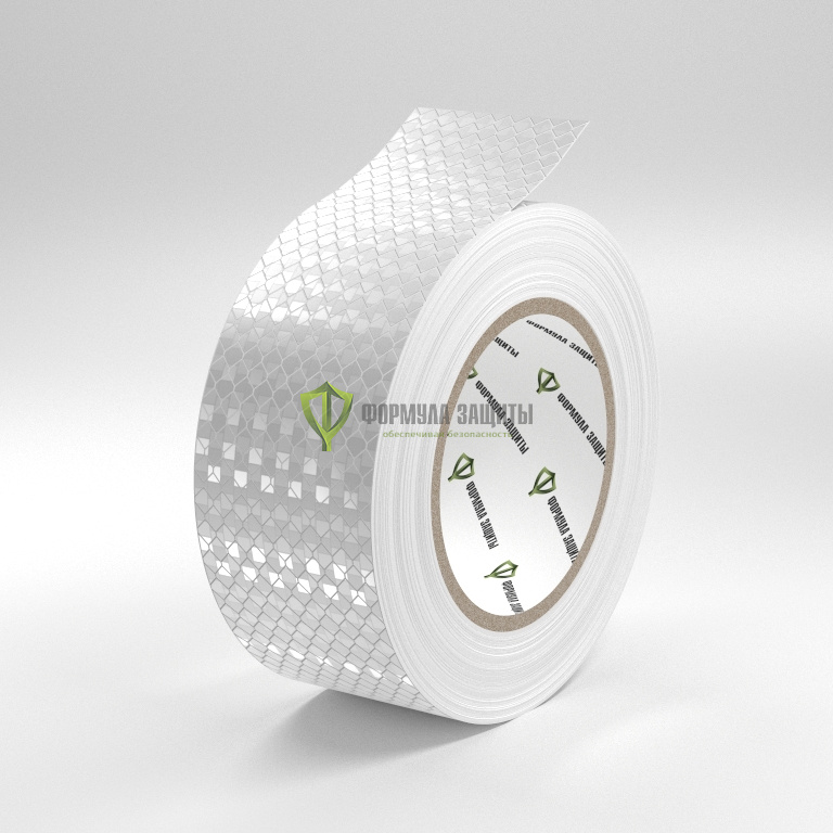 Светоотражающая самоклеящаяся алмазная лента 50х50 (белая) от интернет-магазина Формула Защиты