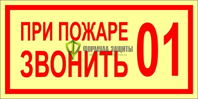 Знак ФЭС «При пожаре звонить 01» (пластик) от интернет-магазина Формула Защиты