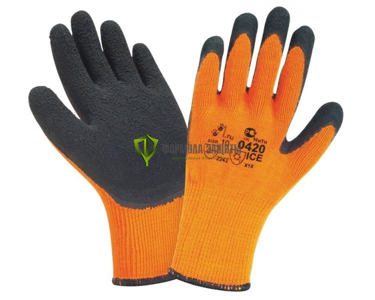 Перчатки латексные рифлёные утеплённые ICE 0420 от интернет-магазина Формула Защиты