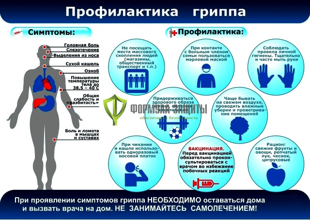 Плакат «Профилактика гриппа» от интернет-магазина Формула Защиты