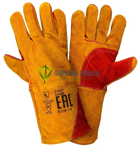 Краги спилковые сварщика пятипалые желтые от интернет-магазина Формула Защиты