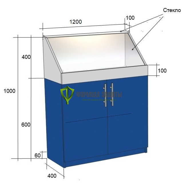 Витрина для демонстрации СИЗ (1000х1200х400 мм) от интернет-магазина Формула Защиты