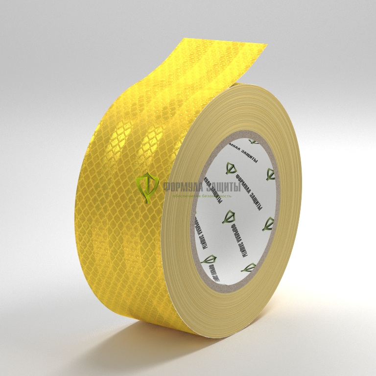 Светоотражающая самоклеящаяся микропризматическая лента 50х50 (желтая) от интернет-магазина Формула Защиты