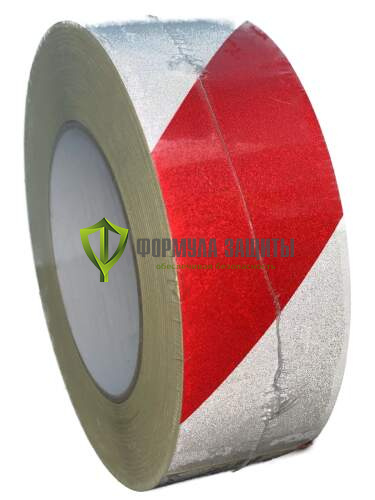 Светоотражающая самоклеящаяся лента 50х45,7 (красно-белая) от интернет-магазина Формула Защиты