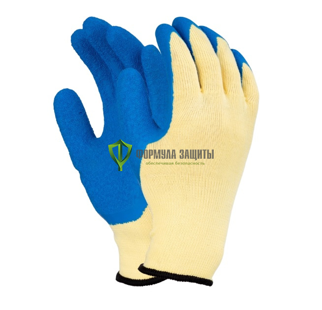 Перчатки трикотажные с латексным покрытием рифлёным, (синий) от интернет-магазина Формула Защиты