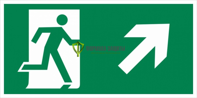 Знак E36 «Направление к эвакуационному выходу направо вверх» (пластик) от интернет-магазина Формула Защиты