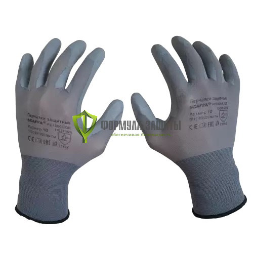 Перчатки для защиты от ОПЗ и механических воздействий SCAFFA PU1850T-GR от интернет-магазина Формула Защиты