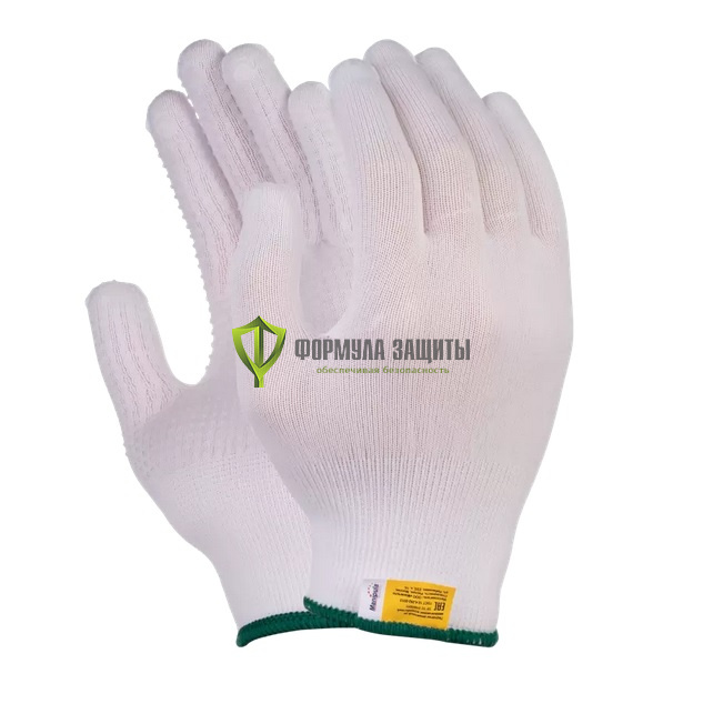 Перчатки нейлоновые с ПВХ Manipula Микрон MG-111 (TNG-27), белые от интернет-магазина Формула Защиты